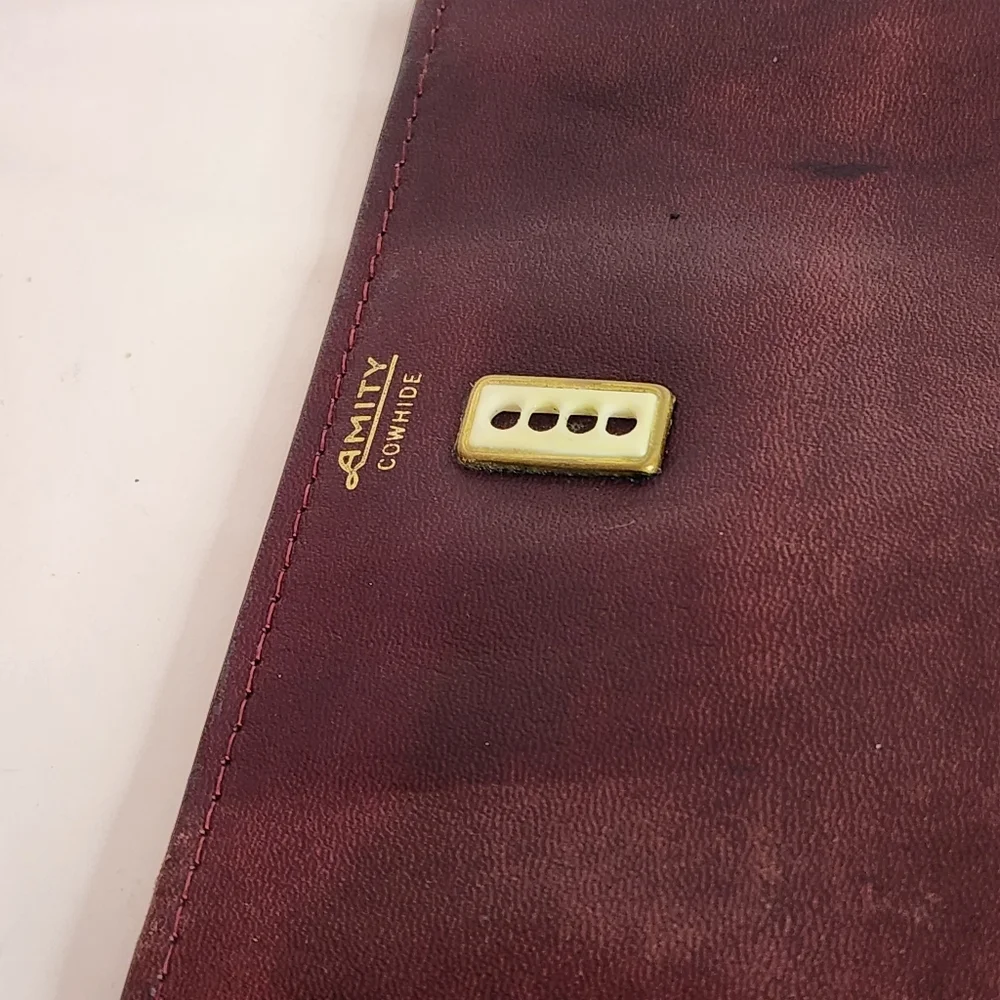 Vintage 1970's Amity Cowhide Woman’s Billfold Wallet Oxblood Red Brown Leather - Picture 7 of 10